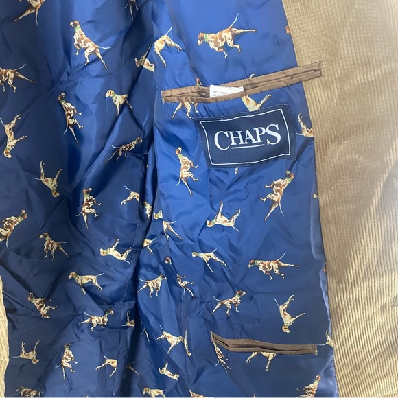 Chaps Brown Tan Corduroy Blazer Sport Coat Patch Elbow Size 40R - Picture 10 of 11